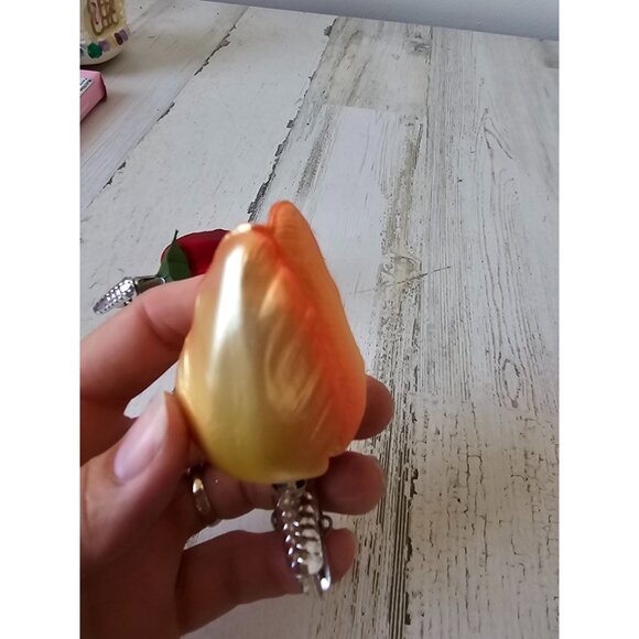 Owc ? Glass clip Rose vintage ornament tulip flowers Xmas tree - Picture 7 of 11